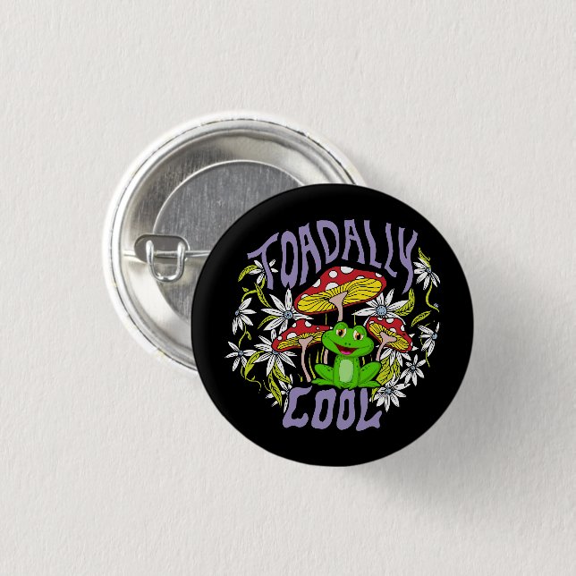 ToadalCoole Blüten- und Froschtypografie Button (Vorne & Hinten)