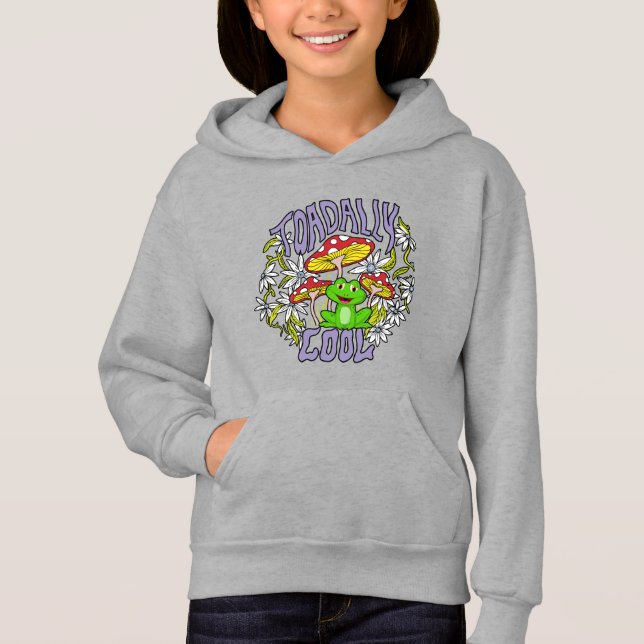 ToadalCoole Blüten- und Froschtypografie Hoodie (Vorderseite)