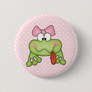 Toadally niedlicher Mädchen-Frosch Button