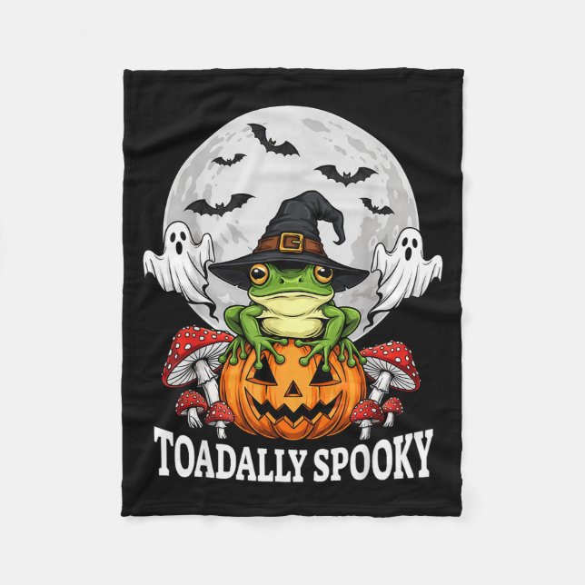 Toadally Soky Funny Halloween Frog On Pumpkin Full Fleecedecke (Vorderseite)