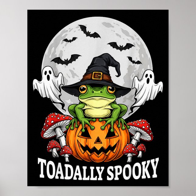 Toadally Soky Funny Halloween Frog On Pumpkin Full Poster (Vorne)