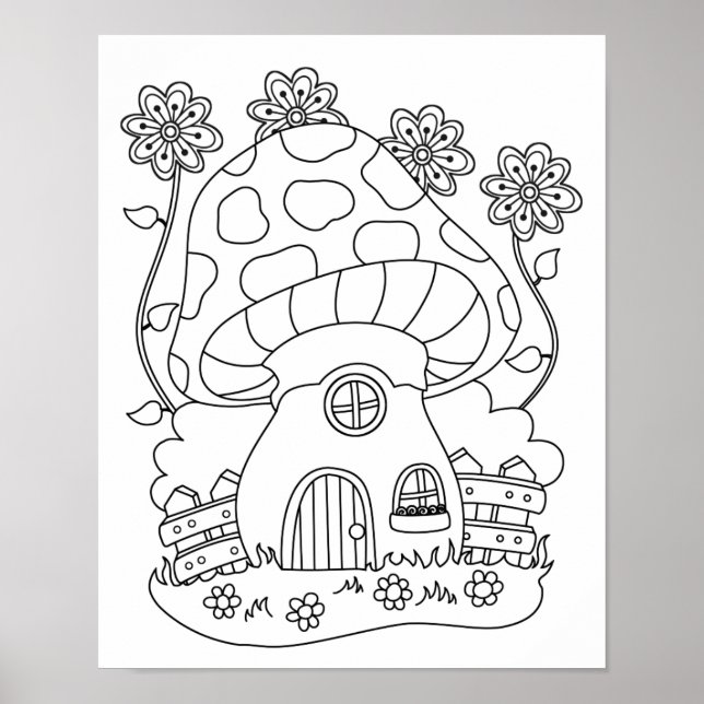 Toadstool Fairy House Farbe Ihre eigene Poster (Vorne)