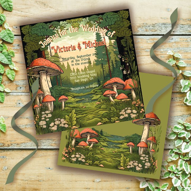 Toadstool Forest Wedding Einladung (Von Creator hochgeladen)
