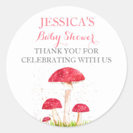 Toadstool Mushroom Wasserfarbe Niedlich Babydusche Runder Aufkleber