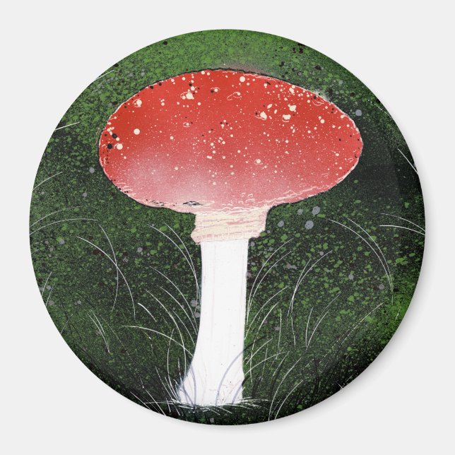 Toadstool Pilz in Moss Umgebung Magnet (Vorne)