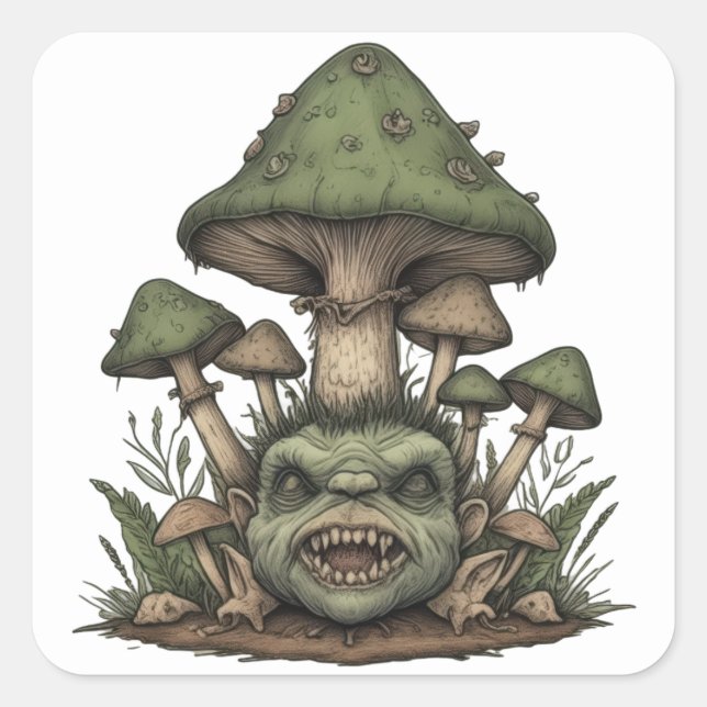 Toadstool Troll Quadratischer Aufkleber (Vorderseite)