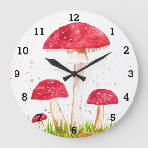 Toadstools Herbst Wald Pilz-Natur Fungus Große Wanduhr