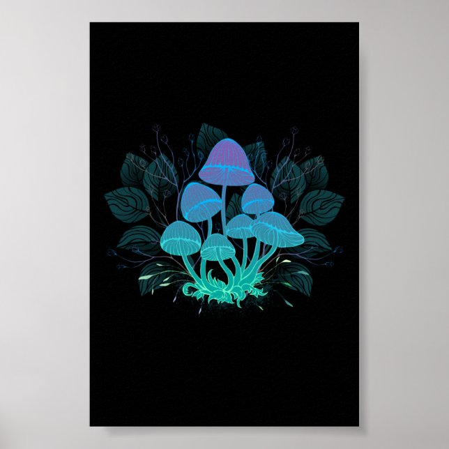 Toadstools in Bushes Poster (Vorne)