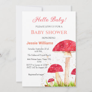 Toadstools Mushroom Babydusche Rote Natur Einladung