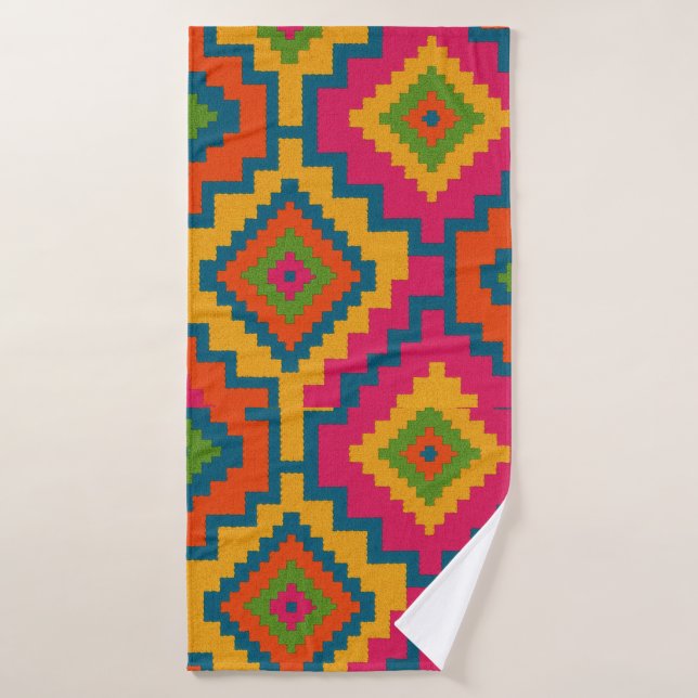 TOALHA CORES GEOMÉTRICO  (Serviette de bain)