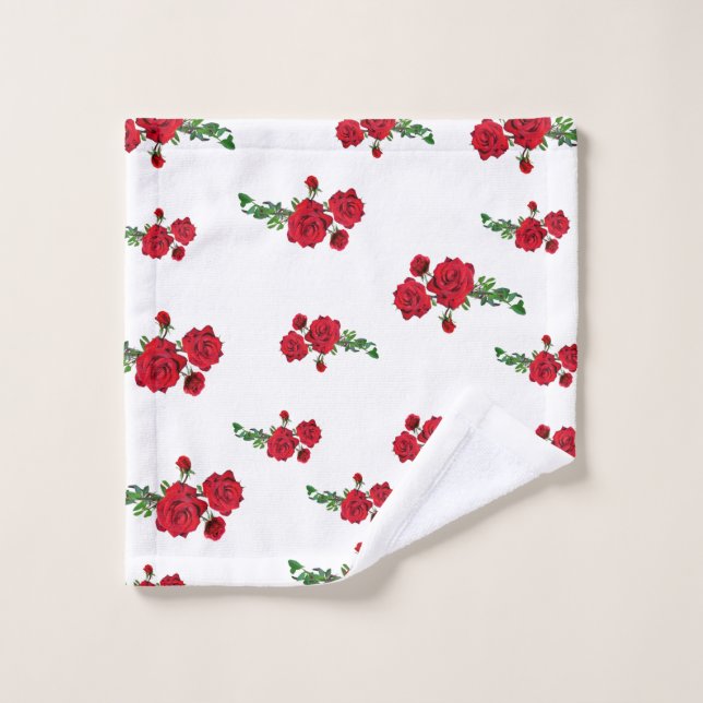 Toalha de Rosto Florida Rosas Vermelhas Waschlappen (Waschlappen)