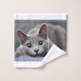 Toalla de gato azul ruso waschlappen