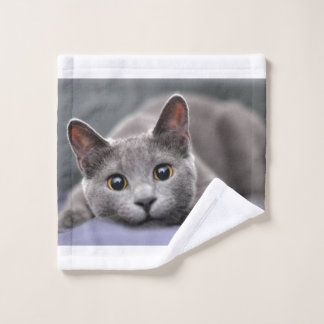 Toalla de gato azul ruso waschlappen