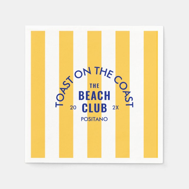 Toast an der Küste Der Beach Club Gelber Streifen Serviette (Vorderseite)