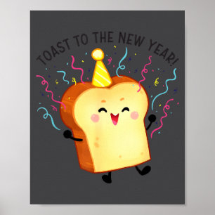 Toast auf das neue Jahr Pun Poster