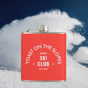 Toast auf den Pisten Après Ski Club Retro Rot Flachmann