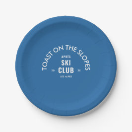Toast auf den Pisten Après Ski Club Sky Blue Round Pappteller