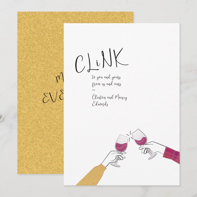 Toast Card Holiday - "Clink" Weinglas Cheers (Vorne/Hinten)