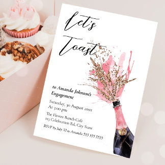 Toast Champagner Pink Brautparty Einladung