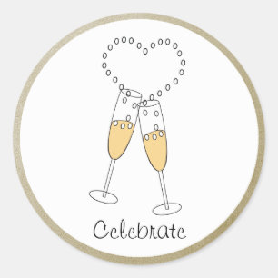 Toast de Champagne avec Sticker Coeur