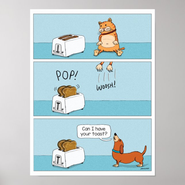 Toast für Hunde mit angeschlagenen Katzen-Blätter Poster (Vorne)