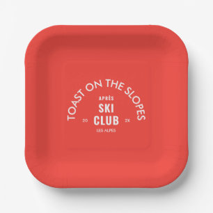 Toast On The Slopes Après Ski Club Retro Rot Pappteller