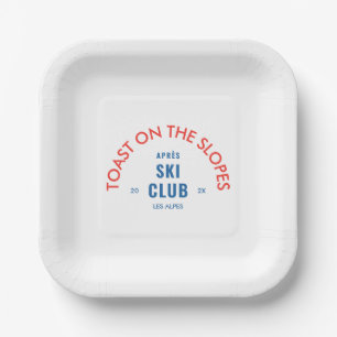 Toast On The Slopes Après Ski Club Rot & Blau Pappteller