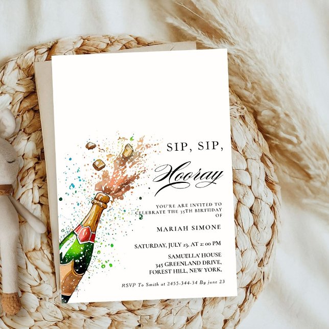 Toast Pink Champagne Flasche Brautparty Einladung (Von Creator hochgeladen)