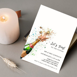 Toast Pink Champagne Flasche Engagement Party Einladung