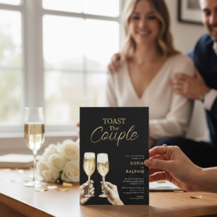 Toast The Couple Gold Schrift Verlöbnis Einladung