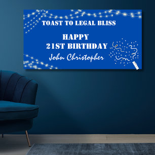 Toast to Legal Bliss Elegant Blue 21. Geburtstag Banner