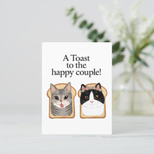 Toast zum glücklichen Paar lustige Katze Hochzeits Postkarte