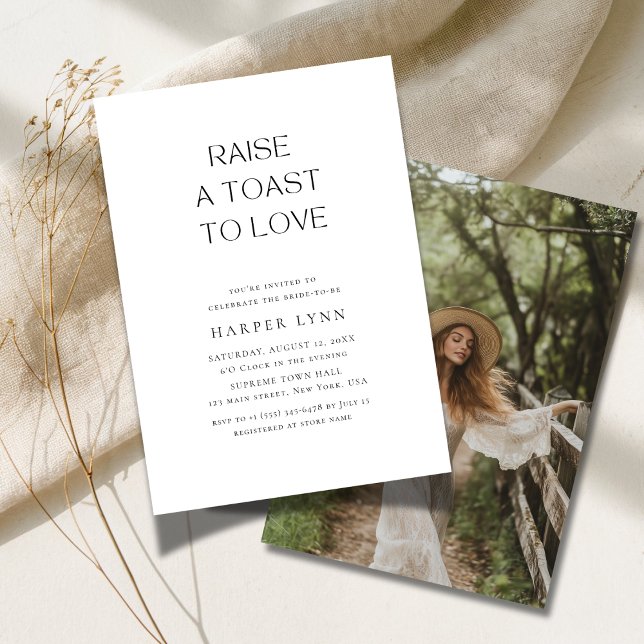 Toast zur Liebe Rustic Boho Brautparty Foto Einladung (Von Creator hochgeladen)
