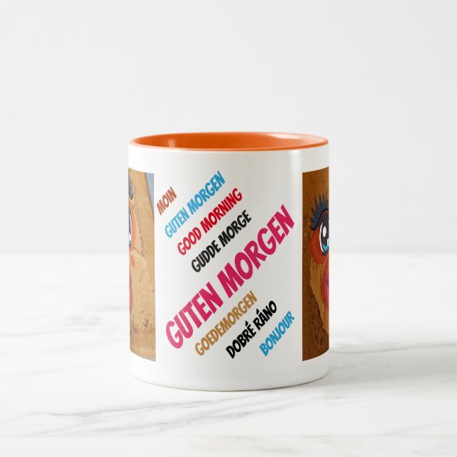 Toastbrot Knutscher  Zweifarbige Tasse (Mittel)