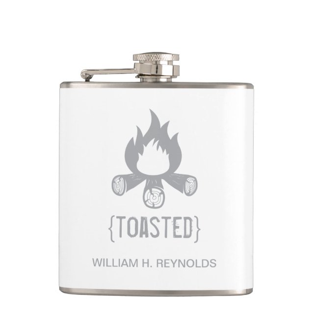 {TOASTED} Brautparty Toasted Campfire (grau) Flachmann (Vorderseite)