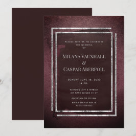 Toasted Burgundy & Silver Frame Wedding oder Party Einladung
