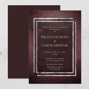 Toasted Burgundy & Silver Frame Wedding oder Party Einladung