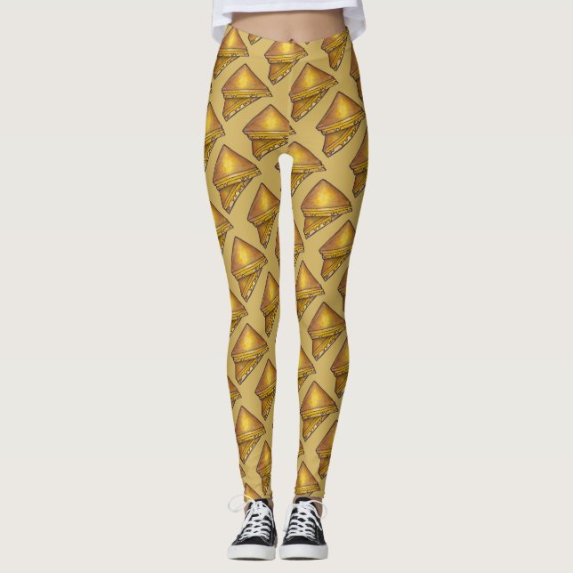 Toasted Toasted Cheese Sandwich Feinschmecker Legg Leggings (Vorderseite)