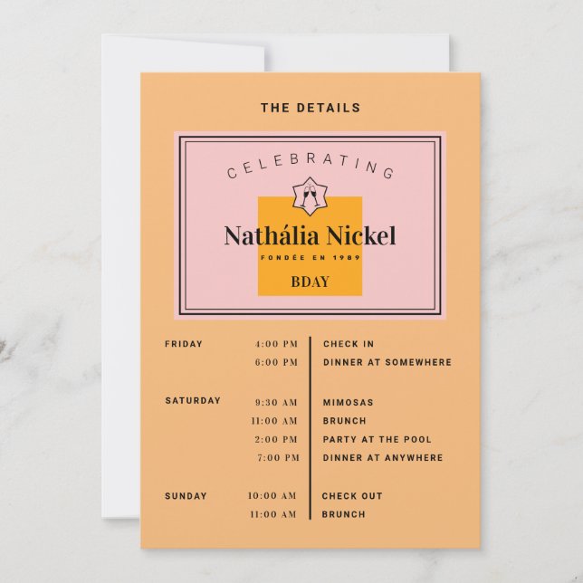 Toastinar Champagne Einladung (Vorderseite)