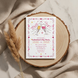 Toasting Galentines Day Invitation Heart Frame Einladung