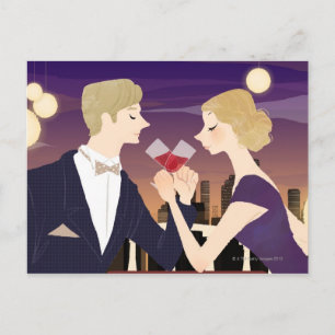 Toasting Glasses Postkarte