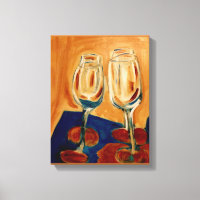 Toasting mit Four Wine Glasses Canvas Print