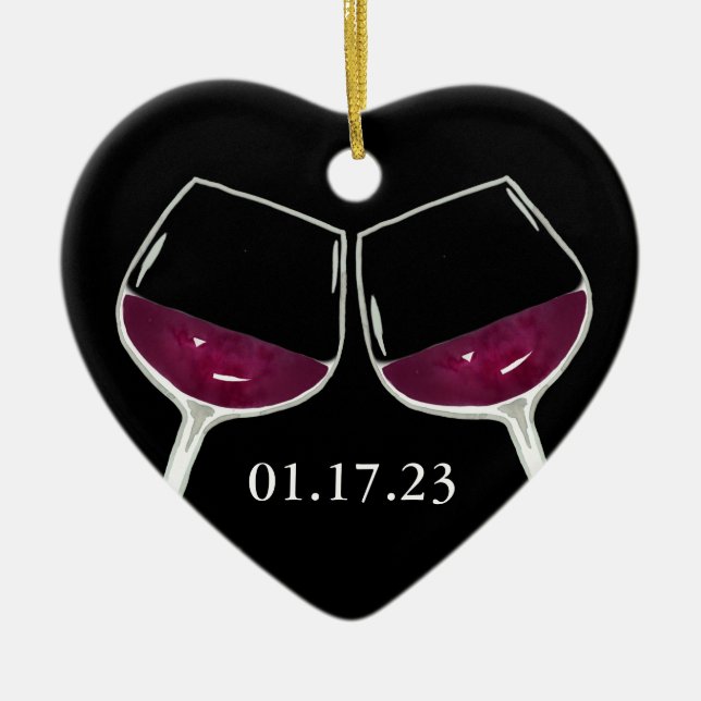 Toasting Roter Wein Keramik Ornament (Vorne)