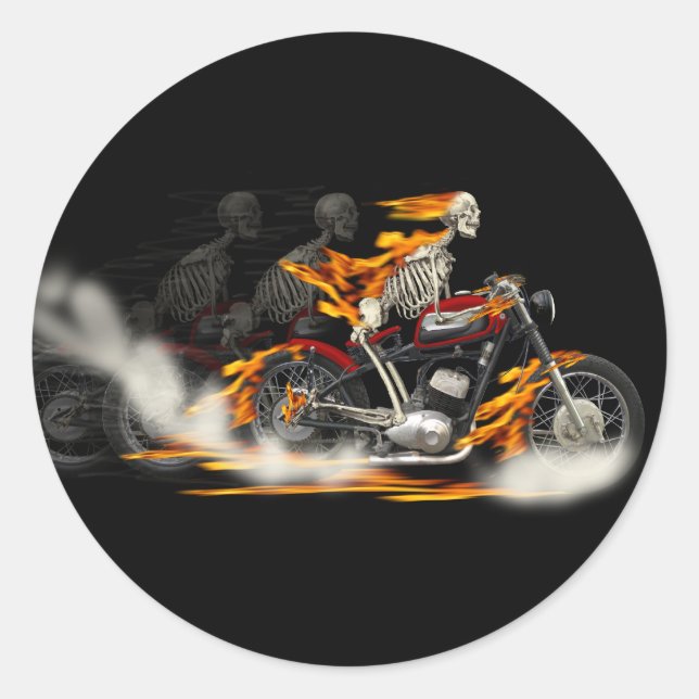 Toath Metal Motorradfahrer Gummi brennen Runder Aufkleber (Vorderseite)