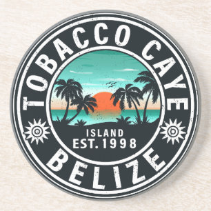 Tobacco Caye Belize Retro Sonnenuntergang Souvenir Getränkeuntersetzer