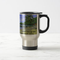 Tobago-Strand, Kaffee--ein Schlückchen und sein