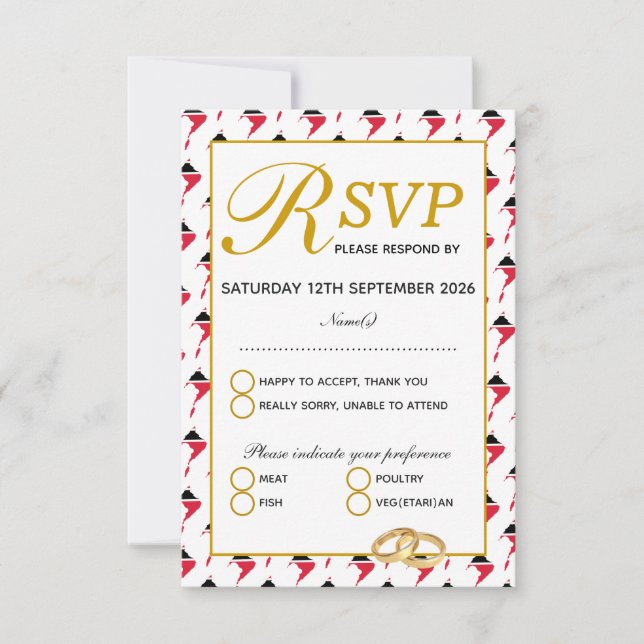 TOBAGO TRINIDAD Wedding RSVP Response Card Karte (Vorderseite)