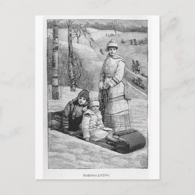 Tobagonnings Vintage Viktorianische Weihnachtsgrüß Feiertagspostkarte (Vorderseite)