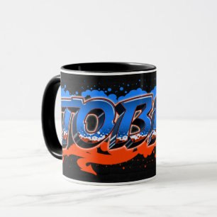 Tobias Vorname Name Graffiti blue orange Tasse