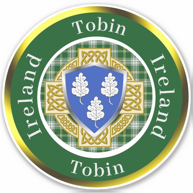 Tobin Irish Shield/Celtic Cross Personalisiert Aufkleber (Vorderseite)